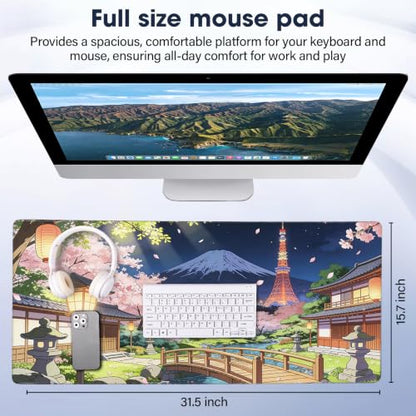 Durable Desk Pad 31.5x15.7 Inch - Thick XXL Mouse Pad with Anti Fray Stitched Edges, Natural Rubber Base, Smooth Fabric Top, Bridge - color: Bridge, size: 31.5" x 15.7"