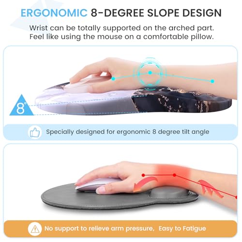 Desk Pad Mat, Large Mouse Pad with Wrist Rest, Ergonomic Keyboard Wrist Support, XXL Carpal Tunnel Mousepad Set with Coaster, Computer Keyboard Matt for Laptop Desktop, White Gray Marble - color: Marble White Grey Gold