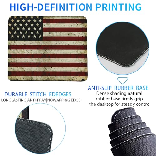 USA National Flag Gaming Mouse Pad, Large Mouse Pad for Desk Mat XL Mousepad, Stitched Edges Non-Slip Rubber Base Mouse Pads for Computers Laptop (USA Flag-Small-White) - color: USA Flag-Small-White