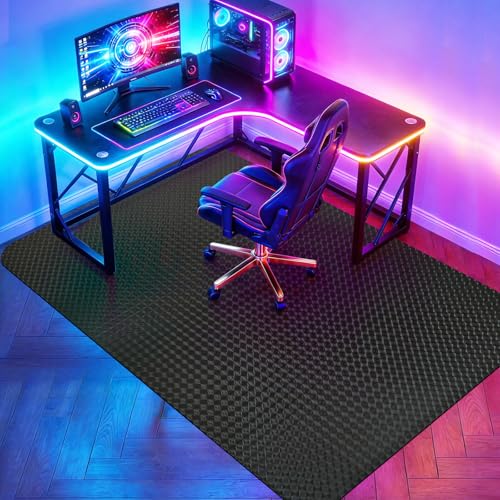 Vicwe Gaming Chair Mat for Hardwood Floor, 84"×57" Large Office Chair Mat, PVC Computer Chair Mats, Easy Glide, Floor Protector for Rolling Chair-Black - size: 84"x57" (for Hard Floors)