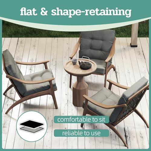 Outdoor Chair Cushions Set of 2, 42x21x4 Inch Patio Cushion for Dining/Rocking Chairs, High Back Soft Seat Pad with Ties, Indoor Outside Use, Fade-Resistant & Waterproof, Gray - color: Gray