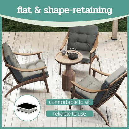 Outdoor Chair Cushions Set of 2, 42x21x4 Inch Patio Cushion for Dining/Rocking Chairs, High Back Soft Seat Pad with Ties, Indoor Outside Use, Fade-Resistant & Waterproof, Gray - color: Gray