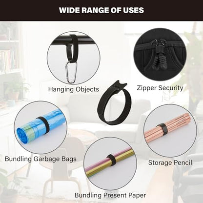 130PCS Reusable Cable Ties with Hook and Loop, Multi-purpose Adjustable 8 Inch Cable Management Wire Ties Cable Straps for Organizing Home, Office and Data Centers, Black - color: Black 130pcs