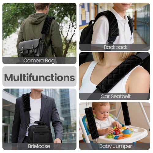 Amooca Soft Auto Seat Belt Cover Seatbelt Shoulder Pad 2 PCS for a More Comfortable Driving Compatible with All Cars and Backpack Black - color: B: Black