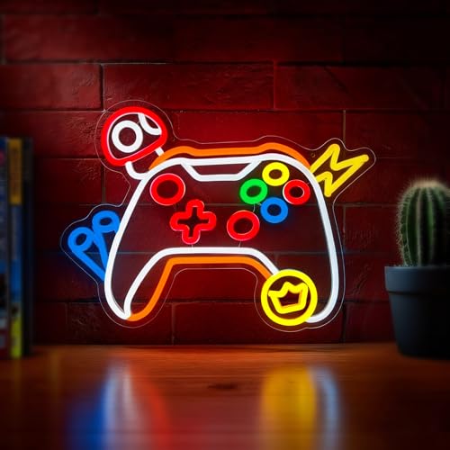Game Controller Neon Sign LED Wall Light for Gaming Room Decor | USB Powered LED Light, 5-Level Dimmable, Easy to Hang Acrylic Backing, Safe Low Voltage, Game Room Bedroom Man Cave Decor - color: Colorful game