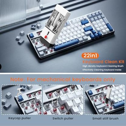 Keyboard Cleaning Kit Laptop Cleaner, 22-in-1 Computer Screen Cleaning Brush Tool, Multi-Function PC Accessories Electronic Cleaner Kit Spray for iPad iPhone MacBook Earbud Camera Monitor