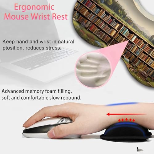 Large Gaming Mouse Pad + Mouse Wrist Rest Pad + Coaster Combination, 31.5 "x 11.8" Durable Non-Slip Extension Table Mat, Suitable for Office and Home, Books - color: Books