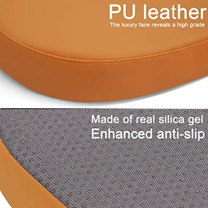 BUYUE Enhanced Anti-Slip Magnetic Bar Stool Cushion 1 Piece, Luxury PU Leather Waterproof Small Seat Cushion for Café Bistro Stackable Metal Stool (Square, Orange, 1) - color: Orange, style: Square-1 Pcs