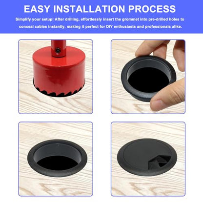 12PCS Desk Grommet,2Inch(50mm) Cable Grommet Hole Cover with Hole Saw,Ideal Solution for Office Home Table Cable Management Workers - size: 2"(50mm)