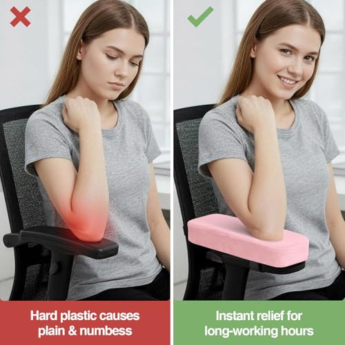 Smiry Ergonomic Office Chair Armrest Pads, Memory Foam Arm Rest Covers, Non-Slip Armrest Cushion with Adjustable Buckles and Straps, Elbow Relief for Desk, Gaming & Wheelchair (Blush Pink, Set of 2) - color: Blush Pink