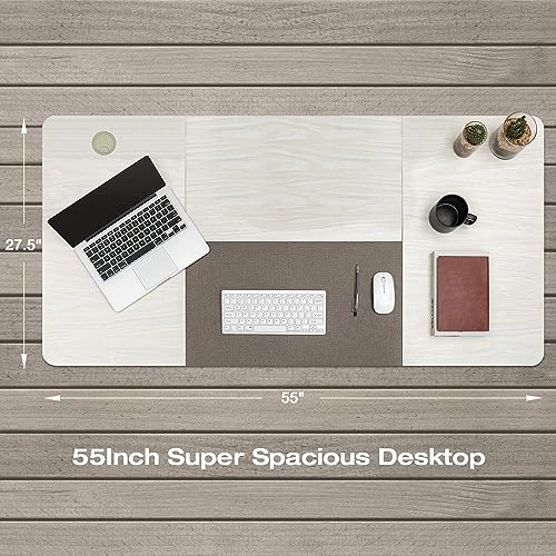 Homall Height Adjustable Electric Standing Desk, 55 x 28 Inches Stand Up Desk, Sit Stand Home Office Desk Computer Workstation with T-Shaped Metal Bracket (White)