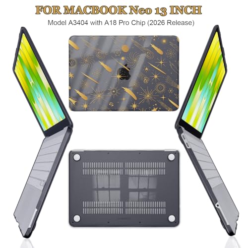 Protective Ultra-Slim Hard Shell Case for 2026 Apple MacBook Neo 13 A18 Pro A3404 Anti-Scratch Cover with Keyboard Cover, Screen Protector, Dust Plugs and Webcam Privacy Cover, Comet - color: Comet