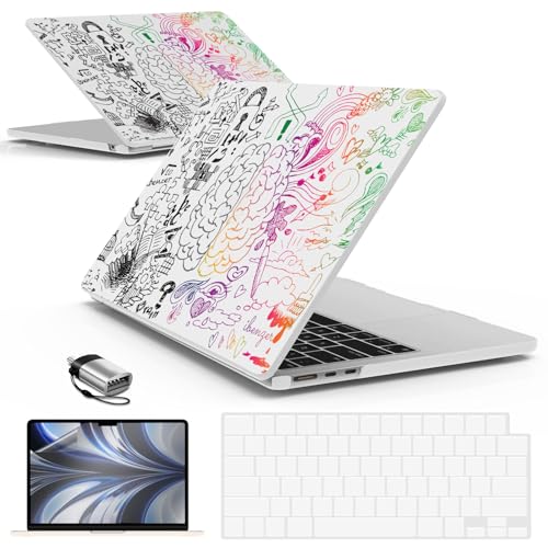 IBENZER Compatible with MacBook Air 13 inch Case M5 2026 M4 2025 M3 M2 2024-2022 A3449 A3240 A3113 A2681,HardShellCase&KeyboardCover ScreenFilm Type-C for Mac air 13.6", Brain, KK-BRN+2TC - color: Brain