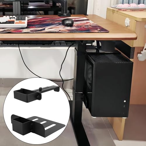 Under Desk PC Mount for Standing Desk, Heavy Duty Clamp-On Computer Tower Mount Adjustable Height & Width No Drilling CPU Holder