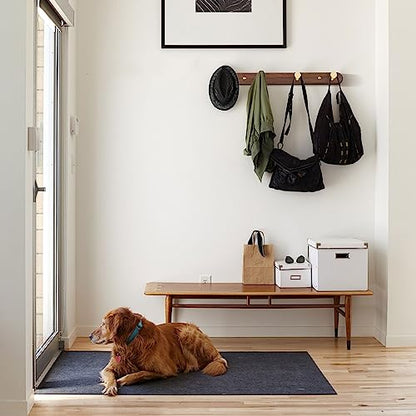 Wall Mounted Coat Rack, Entryway Hanging Rack, Metal Wood Coat Rail with 4 Rustic Hooks for Scarf, Bag, Towel, Key, Cup, Hat - Walnut Gold Matt - size: 4 Hooks - Round Shape