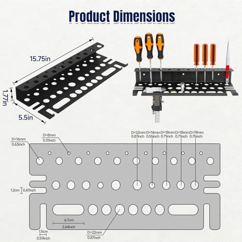 Screwdriver Organizer Wall Mount for Pliers, Screwdrivers, Garage Workshop Storage, Stores up to 43 Pliers or Small Tools, Ideal Gift for Men - color: Without charging station, size: 1 Layer/43 Tool Holder