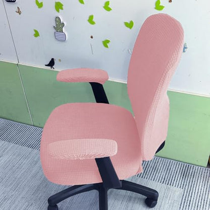 HAPPYDOG 4 Pcs Office Chair Covers Set Stretchable Protective Rotating Computer Chair Seat Covers with Armrest Covers (Pink) - color: Pink