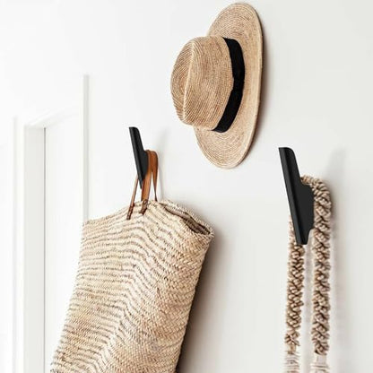 Wood Wall Hooks 4 Pack Coat Hooks Wall Mount Black Wooden Hooks for Hanging Hat, Bag, Backpack, Rustic Coat Hooks for Wall, Wood Towel Hooks for Bathrooms and Entryway Hooks (Black) - color: Black