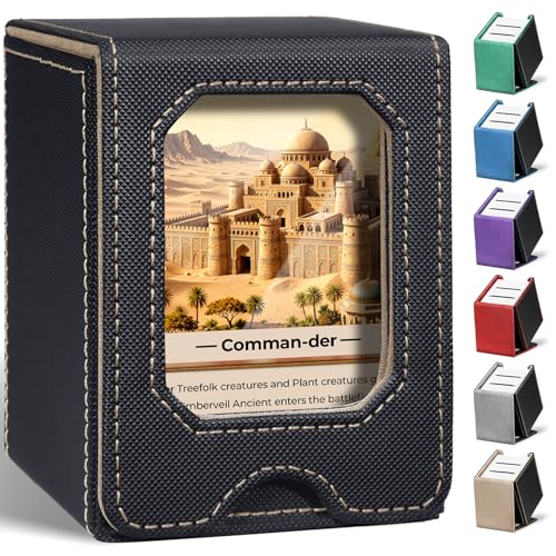 Fabmaker Card Deck Box Compatible with MTG, Display Card Storage Box Holds 100 Double-Sleeved Cards, Trading Card Deck Case Compatible with Magic the Gathering with PU Leather & Magnetic Closure - color: Beige