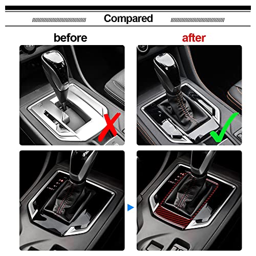 AIRSPEED Carbon Fiber Car Gear Shift Knob Panel Cover Center Console Sticker Interior Trim for Subaru Impreza 2017-2023 Crosstrek 2018-2023 Accessories (Black with Red) - color: Center Panel Cover-Black with Red