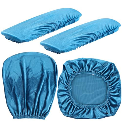 Tallew 4 Pcs Office Chair Covers Set Computer Universal Protective Stretchable Chair Seat Covers Desk Armrest Slipcovers Pads Office Cushion Backrest for Rotating(Sapphire) - color: Sapphire