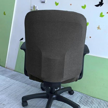 HAPPYDOG 4 Pcs Office Chair Covers Set Stretchable Protective Rotating Computer Chair Seat Covers with Armrest Covers (Dark Grey) - color: Dark Grey