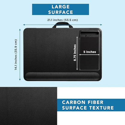 LAPGEAR Home Office Pro Lap Desk with Wrist Rest, Mouse Pad, and Phone Holder - Black Carbon - Fits up to 15.6 Inch Laptops - Style No. 91598 - color: Black Carbon, size: Home Office Pro W/Wrist Rest