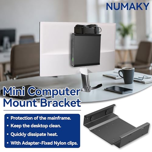 Mini PC Mount for Dell OptiPlex Mini PCs (3000/5000/7000 MFF and More), Under Desk | Wall-Mount | VESA, Protect Host Devices, with Adapter-Fixed Nylon Clips, Keep Desktop Tidy, Black