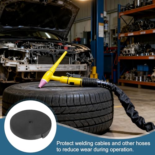HARFINGTON Nylon Protective Hose Sleeve 0.5" ID 33FT Cable Cover Sheath Hydraulic Hose Protector Wrap for Welding Cord Tig Torch Hydraulic, Black - size: 0.5" ID 33FT