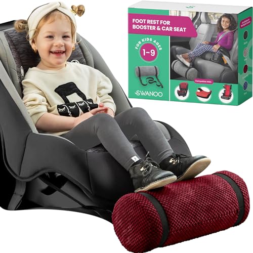 Car Seat Foot Rest for Kids | Car Seat Accessories | Leg Rest for Car Seat Kids | Car Foot Rest with Extra Long Straps Adjusts to Any Carseat Or Toodlers Booster Seat Navy by SWANOO - color: Burgundy