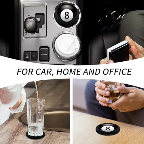 Car Cup Holder Coasters, 2 Pack 2.75" Silicone Cup Holder Insert, Universal Non-Slip Cup Holders, Car Accessories Interior for Women and Man - Billiards Black 8 (Black-8) - color: Black-8