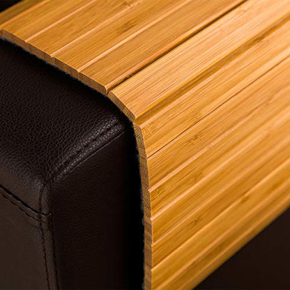 GEHE Sofa Arm Tray Table - Flexible/Foldable Couch Arm Table Perfect for Drink & Snacks Great Armrest Tray (16.5" L x 13.25" W x 0.35" H, Natural Bamboo) - color: Natural Bamboo