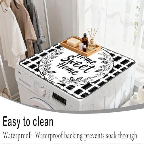 Nuxovilar Home Sweet Home Dryer Cover for the Top, Non-slip Washer & Dryer Protector, 23.62"x19.68" Dust-proof Washing Machine Mat, Diatom Mud Polyester Top Pad for Laundry Room - color: Yhd00539