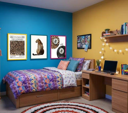 Set of 3 Trendy Leopard Canvas Wall Art Funky Lucky 8 Ball Posters Prints Preppy Room Aesthetic Cheetah Wall Decor Paintings Pictures for Girls Bedroom Apartment Dorm 12x16in Unframed
