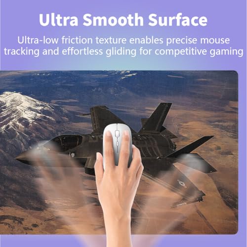 Large Gaming Mouse Pad 31.5" x 15.8" - Soaring Supremacy F-35 Lightning II Fighter Jet Dominates the Sky Above Majestic Mountains, Extra XXL Office Decor, Premium Stitched Anti-Slip Desk Mat - color: F-35