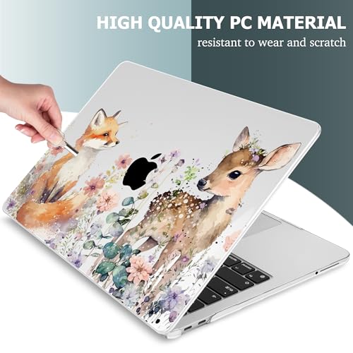 Mektron Case for 2026 MacBook Neo 13-inch A18 Pro chip A3404 Laptop Cover with 13-inch (Diagonal) Liquid Retina Display+ Keyboard Cover+ Screen Protector, Fox and Deer - color: Fox and Deer