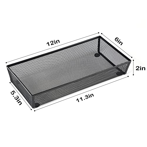 BYCY 3 Pack Mesh Flatware Drawer Organizer for Kitchen/Office/Home Tools,Spoon Knife Fork Organizers Box Utensil Tabletop Storage Tray (12 x 6 x 2 Inch) - color: 12x6-3P-Black