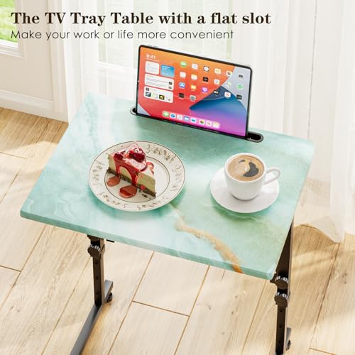 Folding TV Tray Table,Adjustable TV Dinner Table with Sturdy MDF Top,Eating Trays for Living Room with No Assembly Required (Sea Blue,2Pcs) - color: Sea Blue, size: 2PCS
