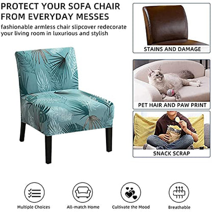 Eco-Ancheng Armless Chair Slipcover Removable Armless Accent Chairs Covers Washable Armless Slipper Chair Slipcover Printed Armless Chair Furniture Protector Covers for Living Dining Room Hotel - color: A20