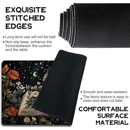for MTG Playmat 24 x 14 Inches Dragon Flowers Spell Books Magic Play Mat Card Game Mat for Magic The Gathering TCG PTCG Playmat with Free Storage Bags Non-Slip Backing and Stitched Edge - color: Dragon Flowers Spell Books No With Zones