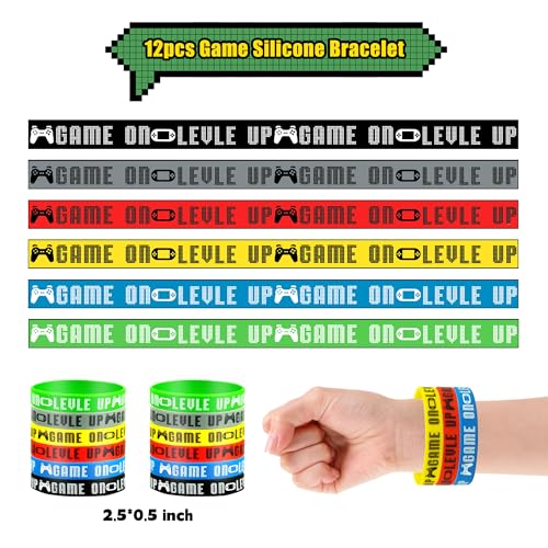 BANBALLON 54 PCS Video Game Party Favors Video Game Theme Notepads Wristbands Keychains For Level Up Party Gamer Birthday Party Classroom Rewards Supplies