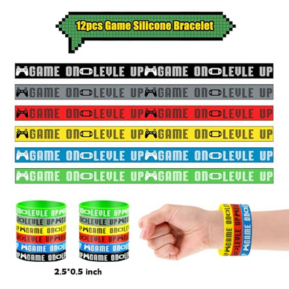 BANBALLON 54 PCS Video Game Party Favors Video Game Theme Notepads Wristbands Keychains For Level Up Party Gamer Birthday Party Classroom Rewards Supplies