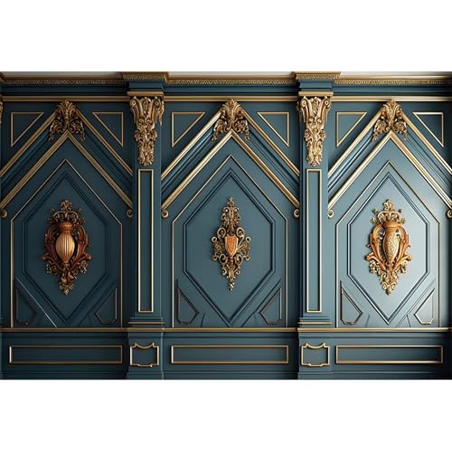 5x3ft Classic Room Interior Photography Backdrops Dark Green Vintage Luxury Castel European Palace Photo Background for Wedding Birthday Party Decoration Kids Adults Photo Studio Prop - color: dark green, size: 5x3ft