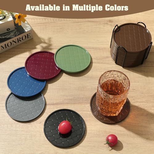 Coasters,Drink Coasters Set of 8 with Holder (Coffee, 12pcs) - color: Coffee, size: 12 pcs