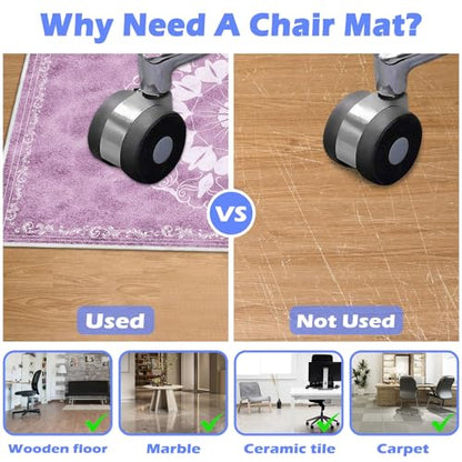 Office Chair Mat for Hard Floors, Desk Chair Rug Protector for Rolling Chair, Anti-Slip Computer Gaming Chair Mat, Carpet Mats for Home Office(Purple,3×4ft/36×48in) - size: 3×4ft/36×48in