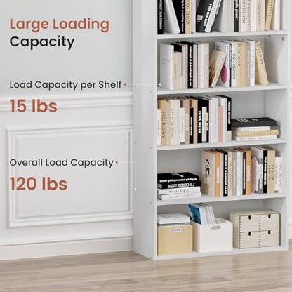 8 Tier DVD Storage Shelf, Wooden DVD Shelf Storage up to 280+ DVD or 1000+ CD, 8 Tier Media Tower for Bedroom, Living Room, 70.9" x 23.6" x 9", White