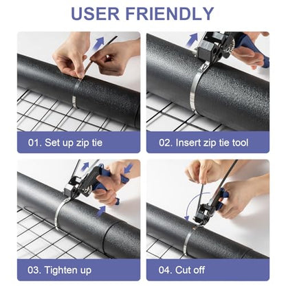 Metal Zip Ties Cutter, Stainless Steel Cable Tie Gun with Tensioning Installation Cutting Tool for Self-Locking Stainless Zip Ties with Free Zip Tie Release Tool, Dual-Hand Operation - style: Dual-Hand Operated