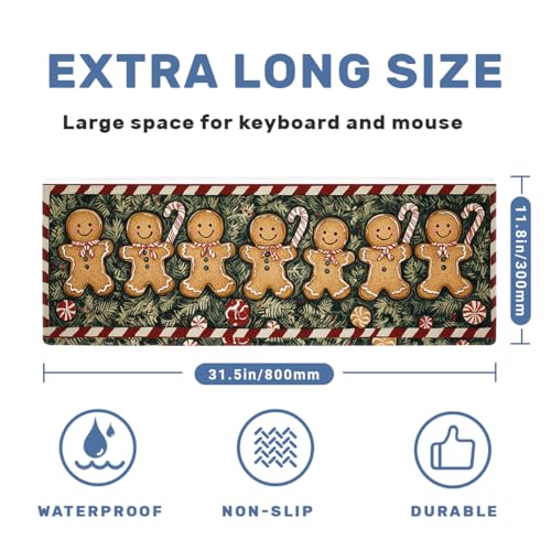 Christmas Desk Mat Gaming Large Mouse Pad Gingerbread Candy Forest Stripe Mousepad Computer Keyboard Pad Mouse Mat Laptop Mat 31.5 x 11.8 Mouse Pads for Desk Home Office Gaming - color: Christmas, size: 31.5" x 31.5"