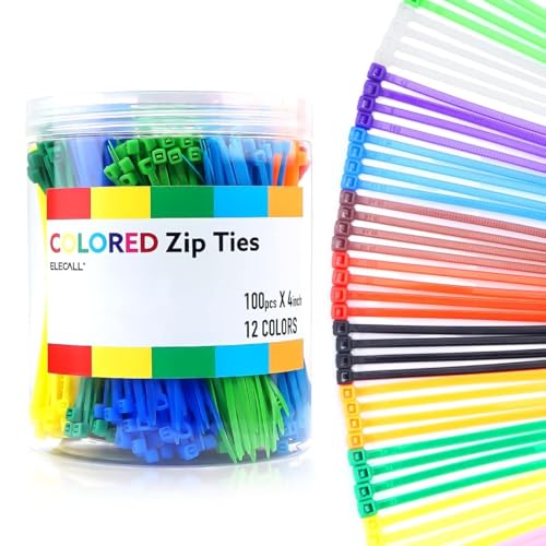 1200pcs Small Colored Zip Ties 12 Colors 4 Inch Multicolor Zip Ties Assorted Color Cable Ties for Marking Chickens Legs or Deco Mesh Wreath Supplies - color: 12 Color