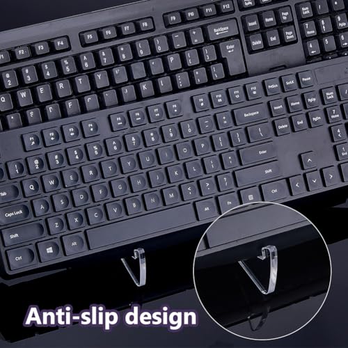 DICOSMETIC 2-Tier Acrylic Keyboard Display Stand Holder Clear Keyboard Storage Stand 6.46x6.89x5.24 Inch Transparent Mechanical Keyboards Holder for Tablet,Holds up to 2 Keyboards